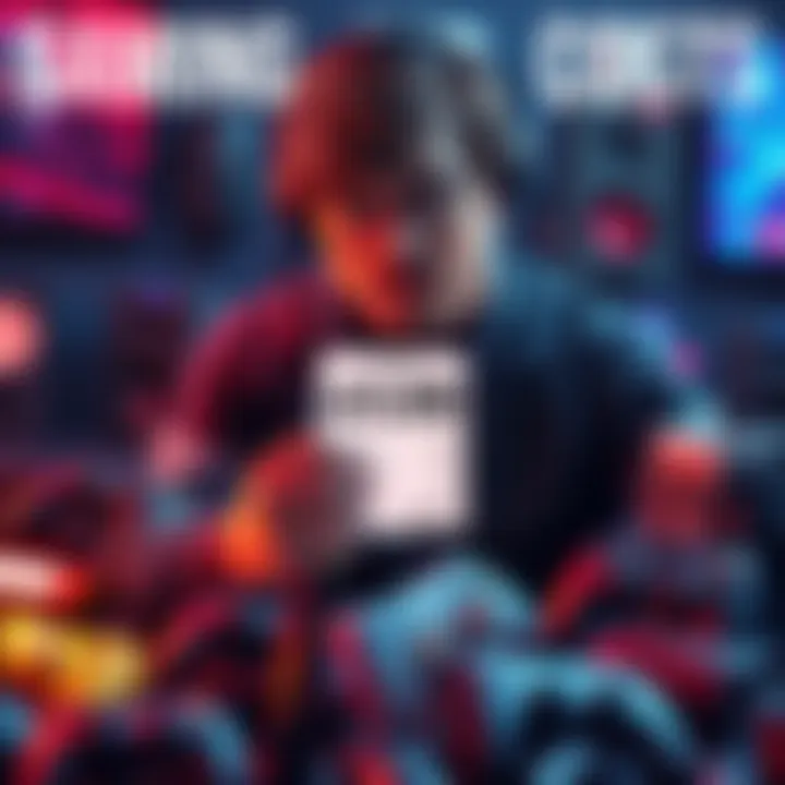 A person examining a price tag on a video game console while surrounded by various gaming items and controllers.