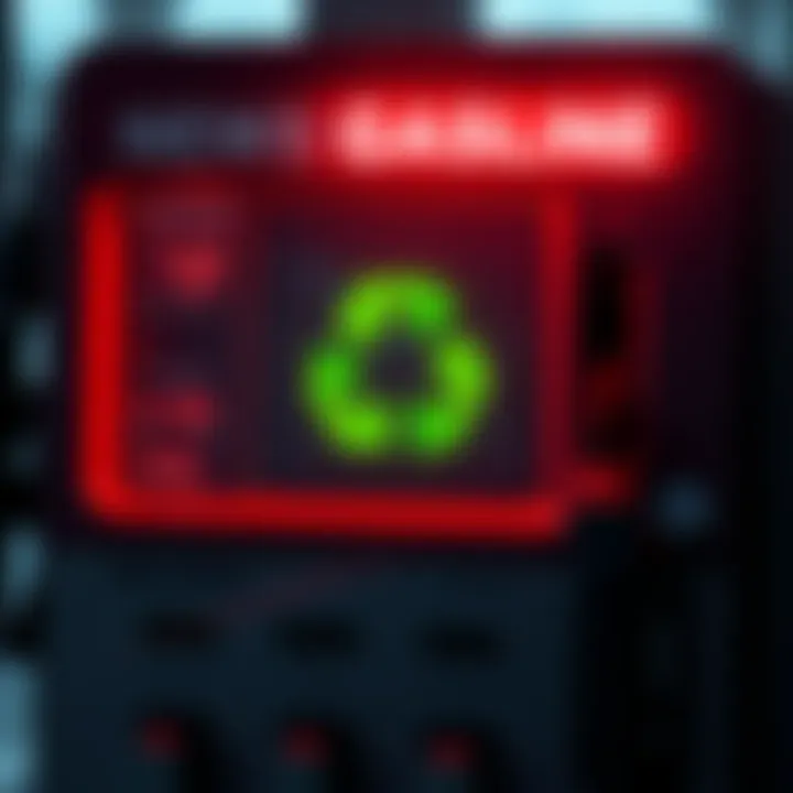 A gas pump displaying an environmental symbol to represent the new gasoline dilution regulations by federal authorities.