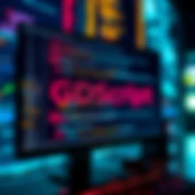 A computer screen displaying GDScript code with game graphics in the background, showcasing game development concepts.