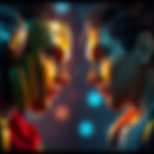 Gemini and ChatGPT facing each other in a focused staring contest, showcasing determined expressions while competing for victory.