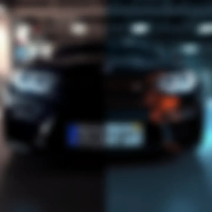 A side-by-side view of car images generated by Gemini and ChatGPT, showcasing clear details in the Gemini image like license plates, while the ChatGPT image lacks detail.