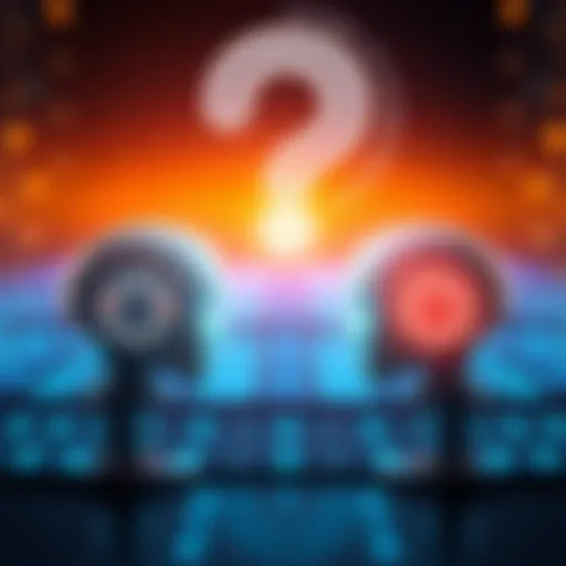 Two AI icons representing Gemini and ChatGPT facing each other, highlighting their features, with a question mark in the background about which is smarter.