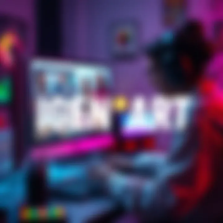 Gen AI in Indie Art A digital artist working on a computer, creating visuals for an indie web series, with generative AI tools visible on the screen.