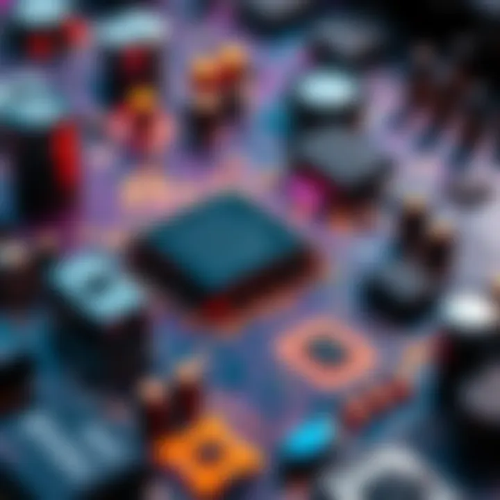 A close-up view of a printed circuit board with innovative generated chips and connections, illustrating modern electronics advancements.