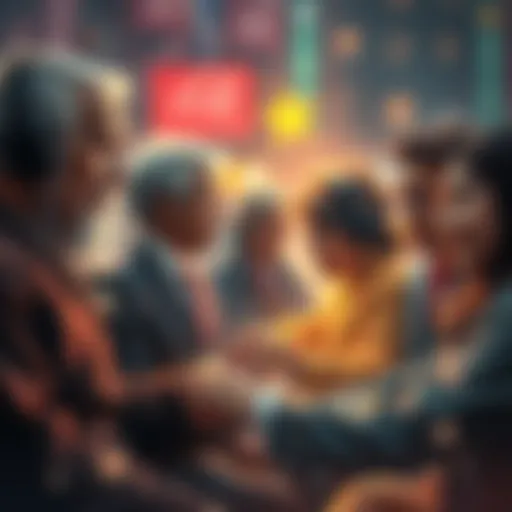 A visual representation of different generations interacting, with older individuals portrayed in traditional settings and younger individuals in digital environments, showcasing their influence in politics and culture.