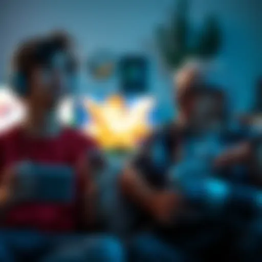A young person engaging with advanced technology while an older person looks on, showing a generational gap in entertainment preferences.