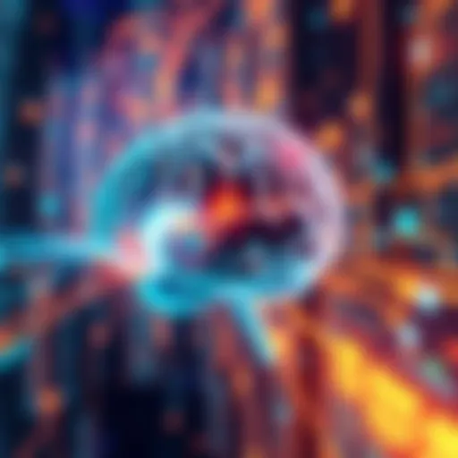 A futuristic illustration showing a digital brain surrounded by lines of code and glowing data, symbolizing the evolution of generative A.I.