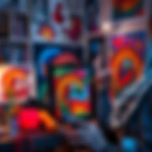 A talented capsule artist showcases vibrant artwork in a cozy studio setting, illustrating their creativity and authenticity.