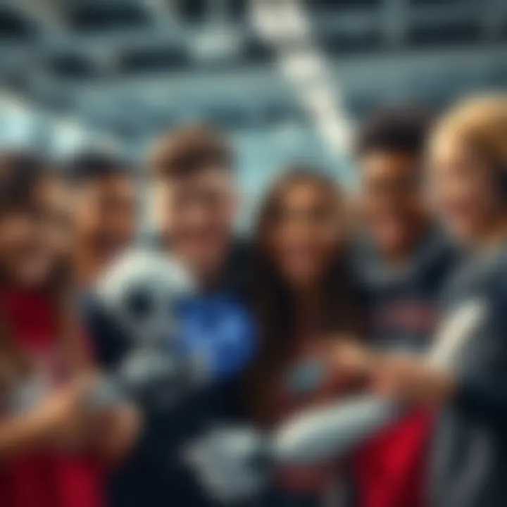A diverse group of young people smiling and interacting with robots, showcasing positive connections with AI companions.