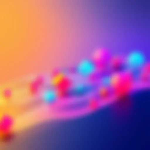 An illustration showing geometric shapes changing colors and sizes based on proximity to a wave-like pattern. The visual represents how shaders interact with different geometries.