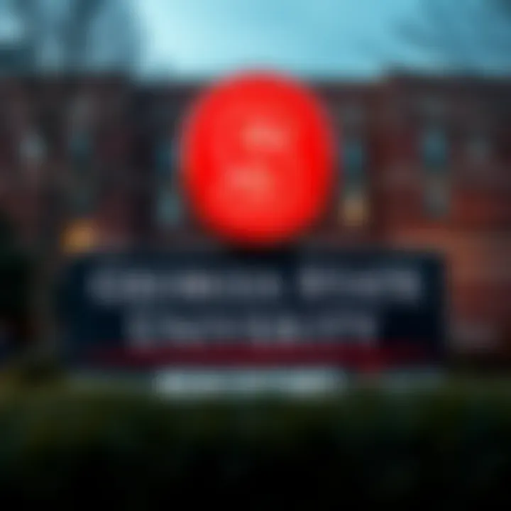 Georgia State University sign with a news headline about job offer rescind for activist over phone data deletion.