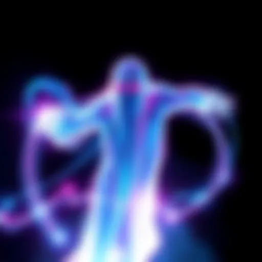 A vibrant ghost effect with glowing trails resembling those in Cyberpunk Edgerunners, set against a dark background.