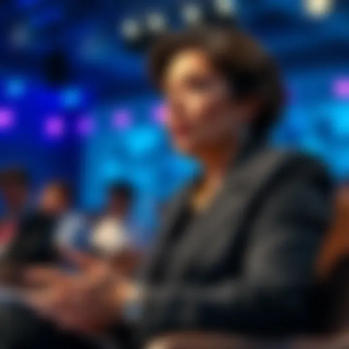 Gina Raimondo addressing concerns about AI and unemployment in a conference setting
