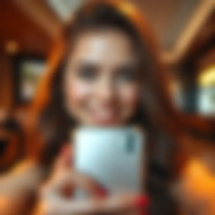 A young woman smiling at the camera while taking a selfie, showing a casual and relaxed vibe.