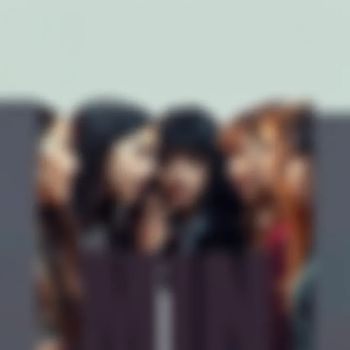 A group of girls facing off against each other with heated expressions, showing drama and tension