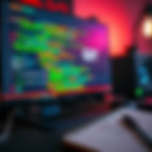 A computer screen displaying GIT commit messages in a coding environment, with a notepad showing tips for effective project management next to it.