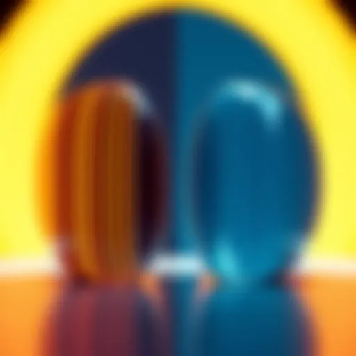 A side-by-side view showing horizontal glass distortion and clear radial glass, highlighting the differences in appearance.