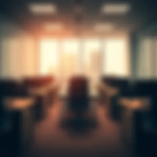 A business office with empty desks and chairs, symbolizing job cuts at Glassdoor due to AI integration.