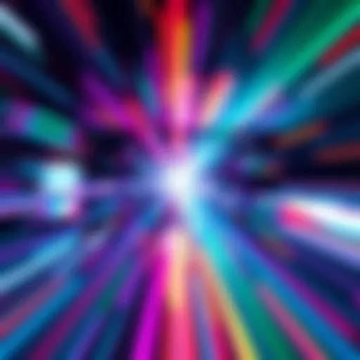 A vibrant motion graphic showcasing glitchy transitions and overlays in a dynamic design.