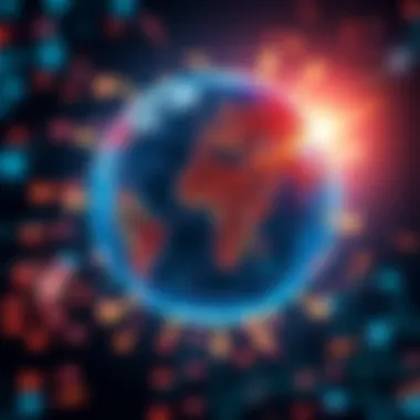 Global Impact of US Patent Law A globe surrounded by patent symbols, showing US influence on worldwide innovation and trade