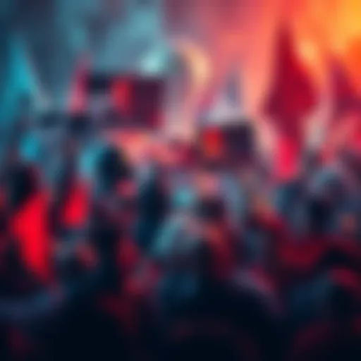 A collage of images representing current global events and trends, including protests, climate change, and social gatherings.