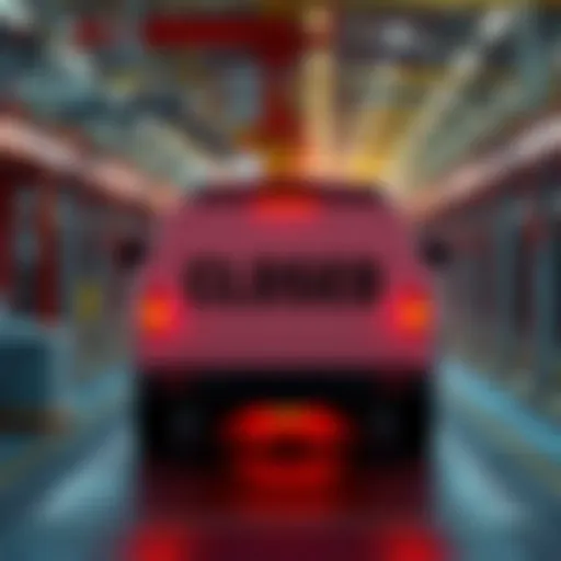 A view of General Motors' electric truck factory with a closed sign, highlighting the halt in production.