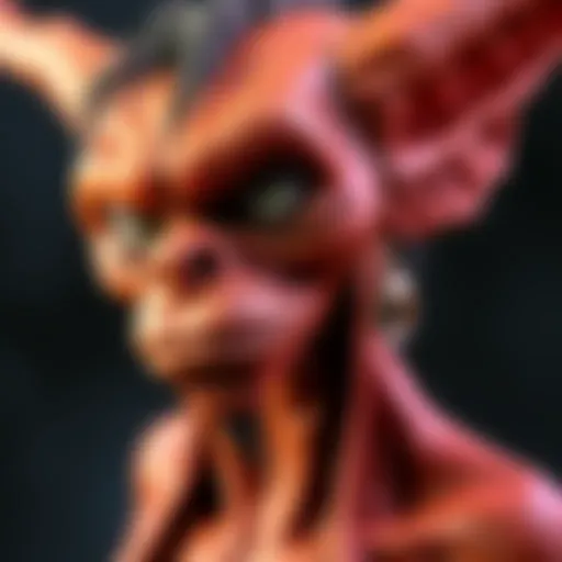 A close-up view of a goblin character sketch created in ZBrush for iPad, highlighting topology adjustments and shape merging techniques.