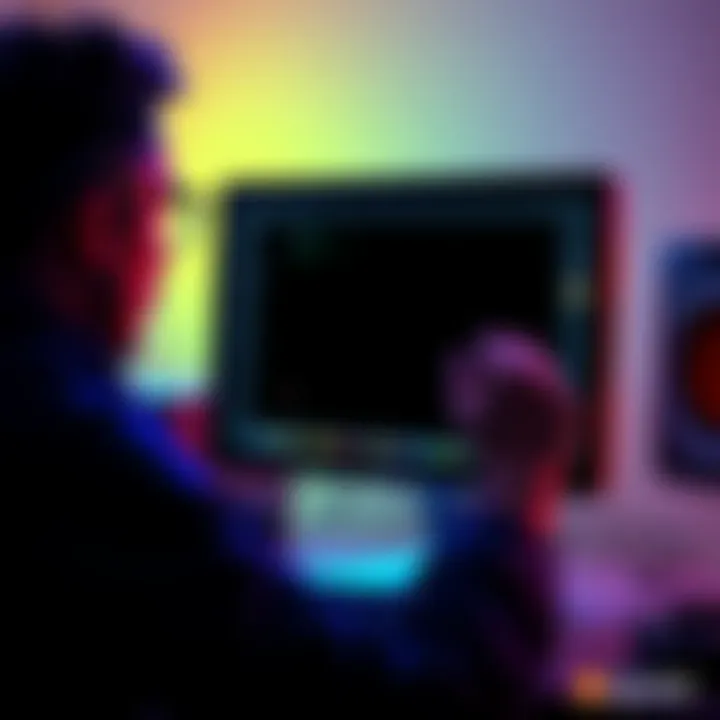 A developer looking frustrated at a computer screen displaying a black screen while trying to export a game to Android.