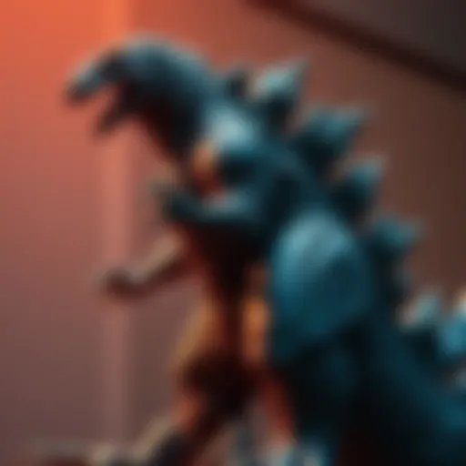 A detailed sculpt of Godzilla showcasing artistic skill and creativity, highlighted under good lighting.