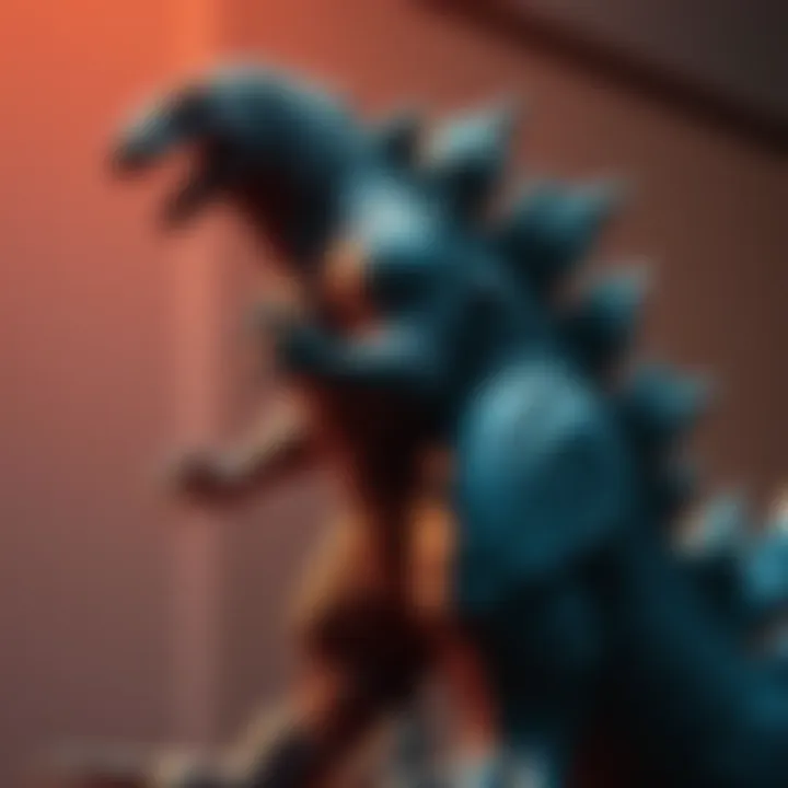 A detailed sculpt of Godzilla showcasing artistic skill and creativity, highlighted under good lighting.