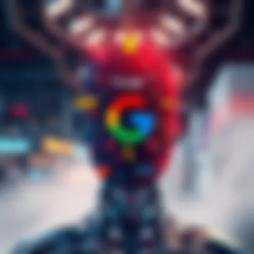 A depiction of Google’s AI overshadowing traditional websites and content creators, highlighting the shift in digital priorities.