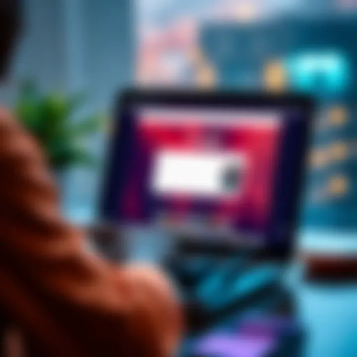A person using a laptop with Google Search on the screen, showing a new design and features.