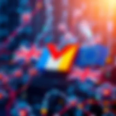 Graphic showing Google logo with UK and EU flags and a computer network illustration, representing ad personalization using IP addresses