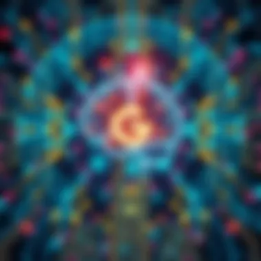 A futuristic representation of Artificial General Intelligence with digital symbols and a glowing brain inside a circuit design