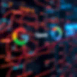 A graphical representation of Google and OpenAI logos with a timeline showing the delay of Google's AI project Meena compared to ChatGPT-3.