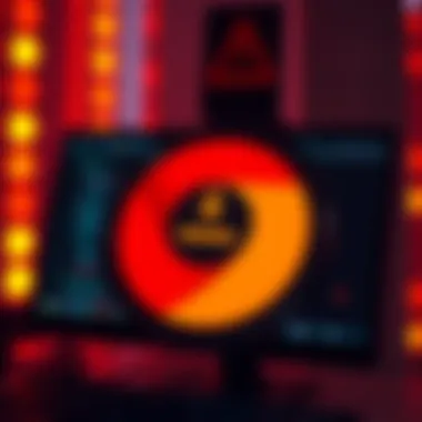 A warning symbol with a computer screen showing a download bar, symbolizing Google Chrome downloading an AI model without consent.