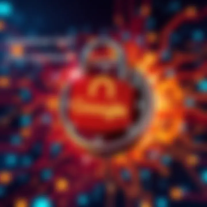 A visual representation of a digital lock symbolizing quantum-safe encryption, with a futuristic background and technology elements.