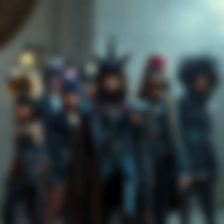 A group of individuals dressed in Goth Rogue fashion, featuring dark clothing, unique accessories, and striking hairstyles, showcasing their rebellious aesthetic.