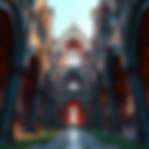 A digital rendering of Gothic ruins showcasing arches and intricate stone carvings in Unreal Engine 5