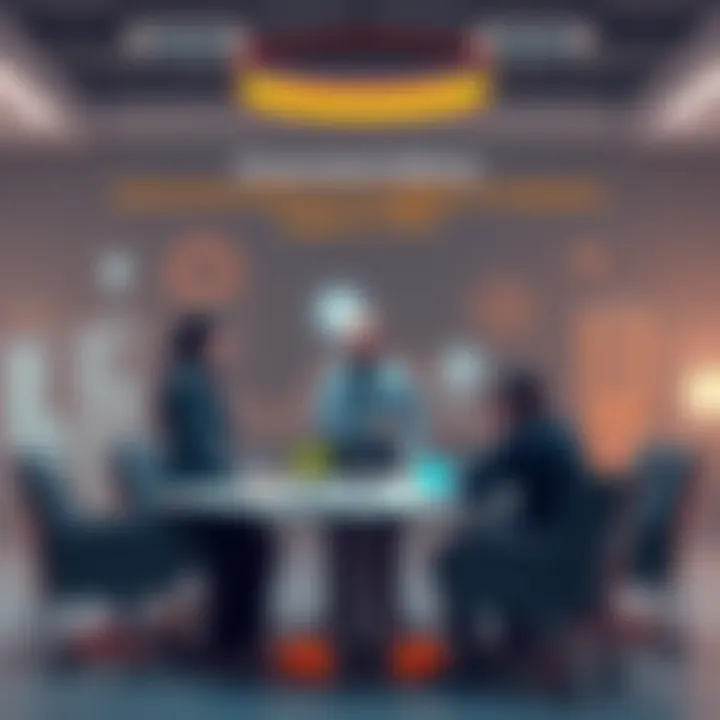 A group of people discussing financial support for AI companies around a table