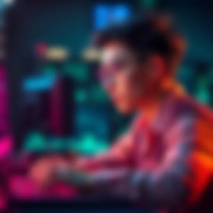 A young professional looks thoughtfully at a laptop screen, weighing career options in gameplay programming versus AI and ML.