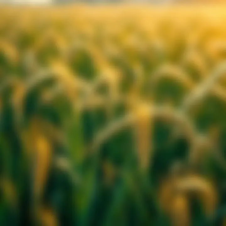 A field of grains swaying gently in the wind, symbolizing the future of food innovations.