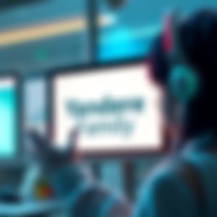 A digital assistant showcasing improved text with Grammarly's logo and the name 'Yandere Family' displayed on a screen