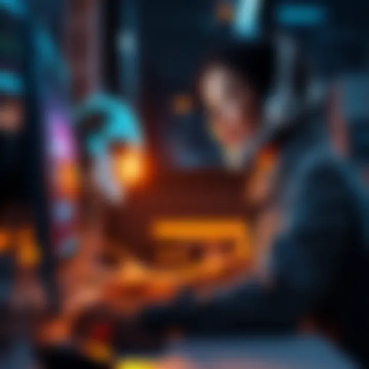 Gratitude in a Tech World A person interacting kindly with AI on a computer, expressing gratitude with a smile.