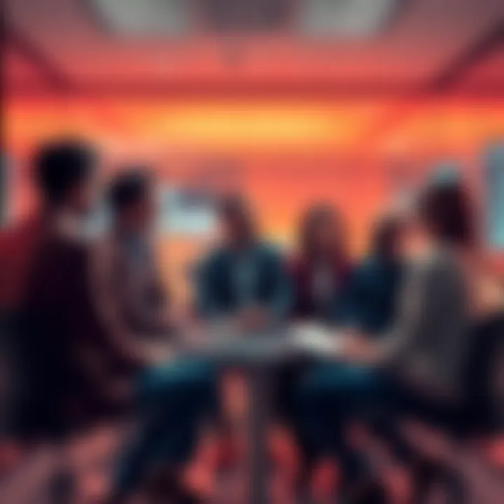 A group of people discussing Grok 4.1 agents in a modern office setting.