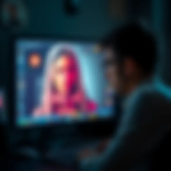 A person looks concerned while viewing a deepfake image on a computer screen, highlighting privacy issues.