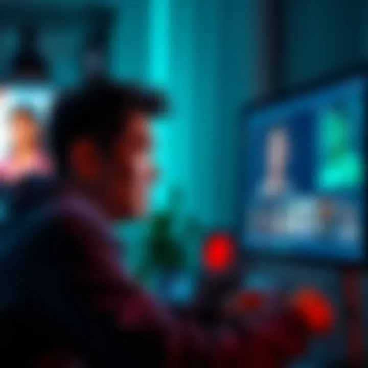 A worried person looking at a computer screen displaying edited images, highlighting ethical issues related to AI editing of minors.