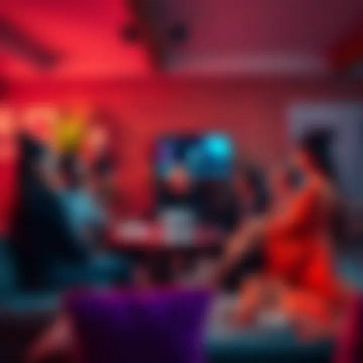 A diverse group of people discussing AI video technology in a cozy setting, with laptops and notes around them.