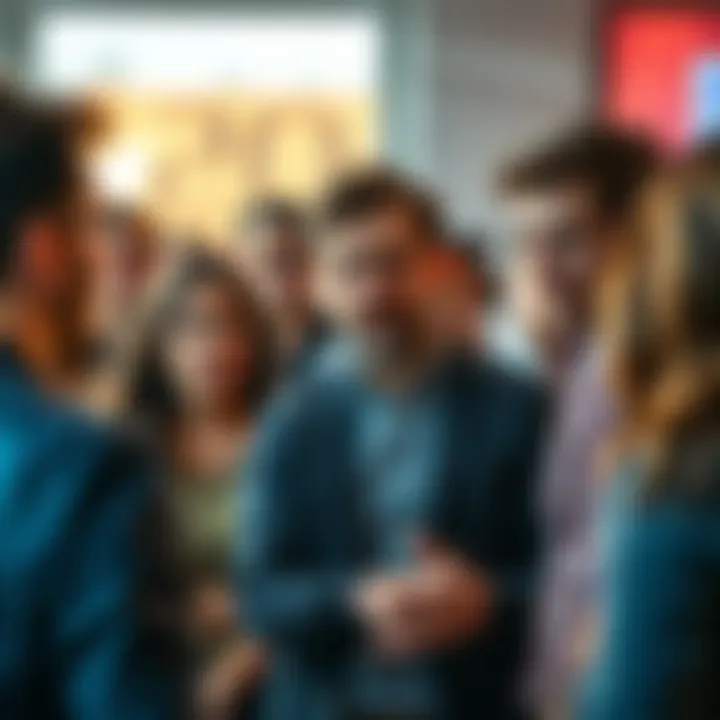 A group of people in a lively discussion, one person appears frustrated while another interjects. The background shows signs of tension as the chat takes a serious turn.