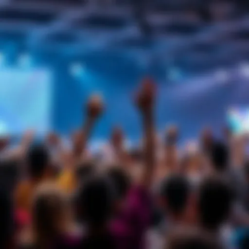 A diverse group of people passionately discussing and raising their hands in support of a social movement at a public event.